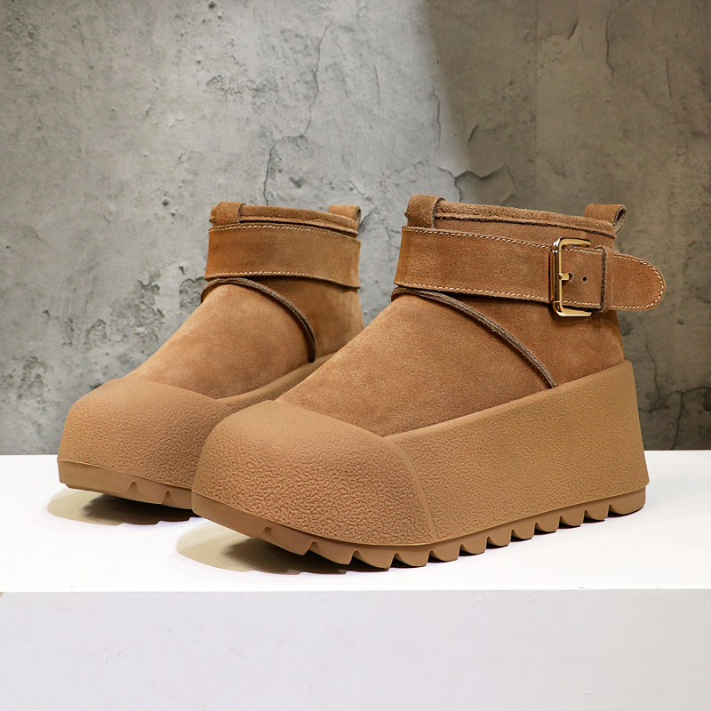 羊毛皮毛一体雪地靴女短筒冬季