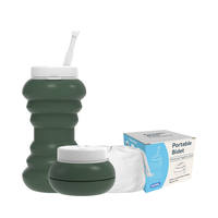 600ml portable foldable hemorrhoid irrigator for postpartum women and infants, silicone travel handheld cleaner thumbnail 4
