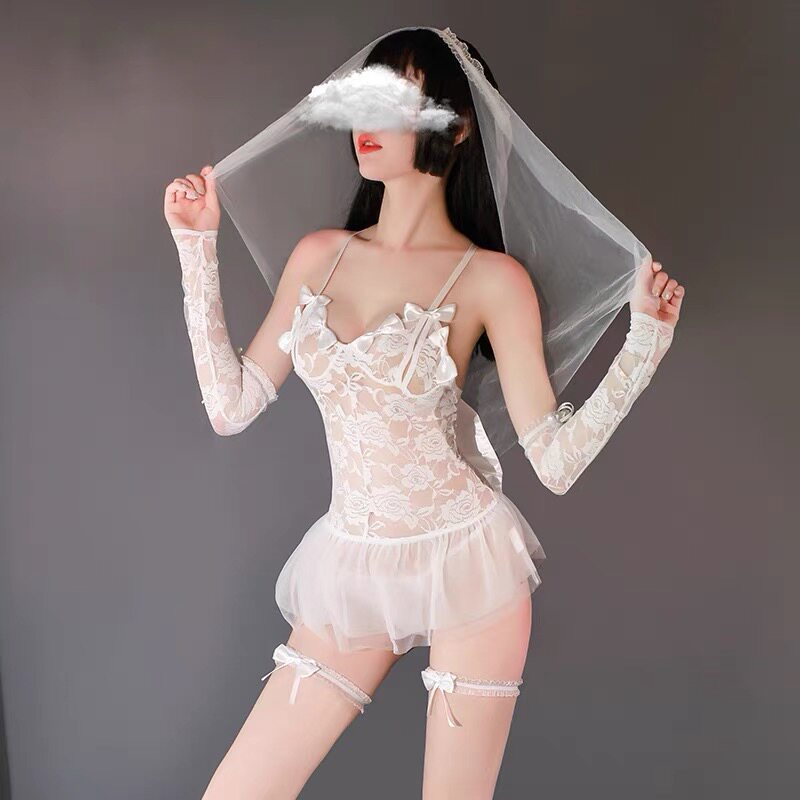 蕾丝睡衣大码透视新娘婚纱结婚礼物性感情趣新款套装仙女内衣
