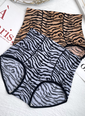 高腰虎纹光滑柔软透气大码宽松舒适提臀性感三角内裤女 古妃84205