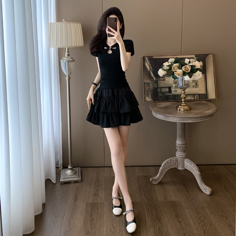 小个子短袖高腰短裙裤两件套图片
