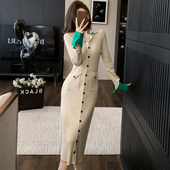 毛衣裙 内搭打底过膝长款 高级感修身 针织连衣裙女秋冬显瘦气质法式