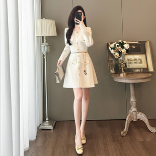 法式 高级感气质收腰外穿内搭OL通勤短裙子 赫本风针织连衣裙女春季
