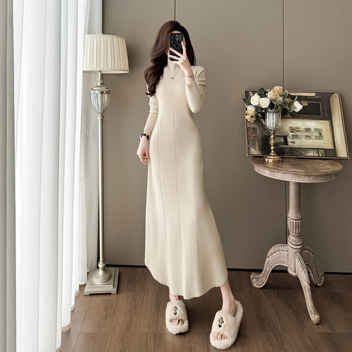 气质收腰巨好看内搭打底针织长裙