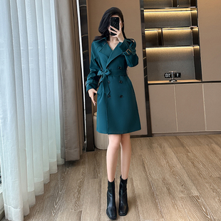 韩式西装连衣裙女春季新款法式高级感双排扣风衣收腰显瘦遮肉裙子