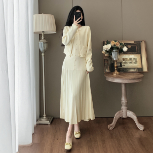 上衣背心裙气质两件套 裙女秋冬高级感针织开衫 法式 小香风毛衣套装