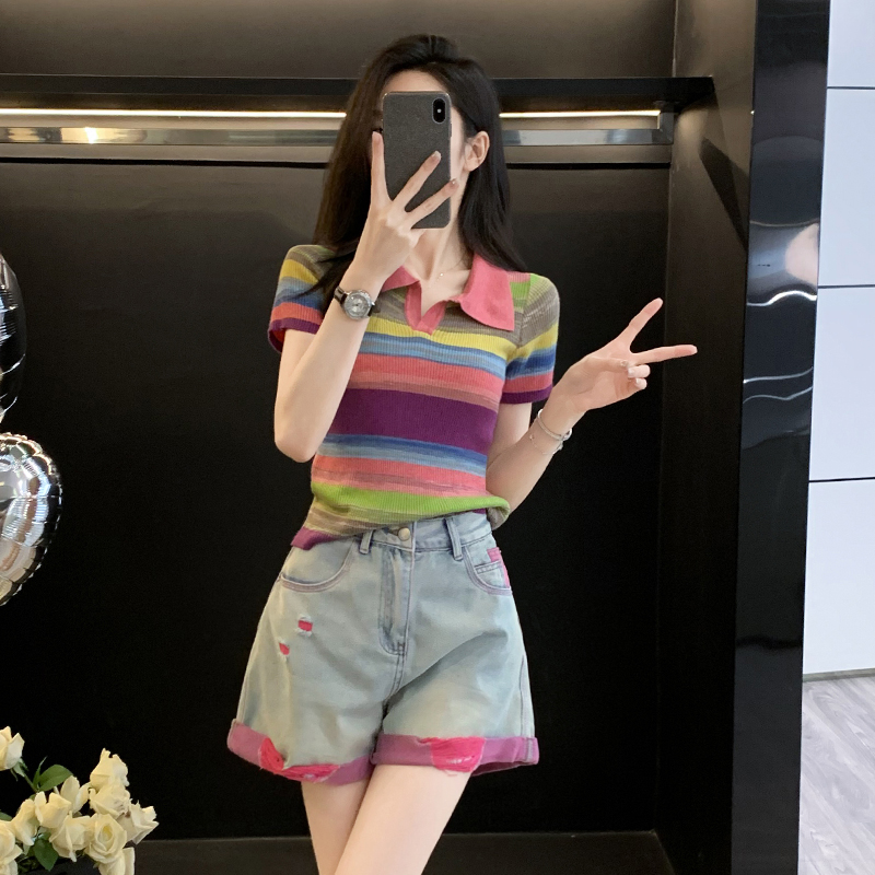 时尚休闲运动风POLO短袖T恤衫女