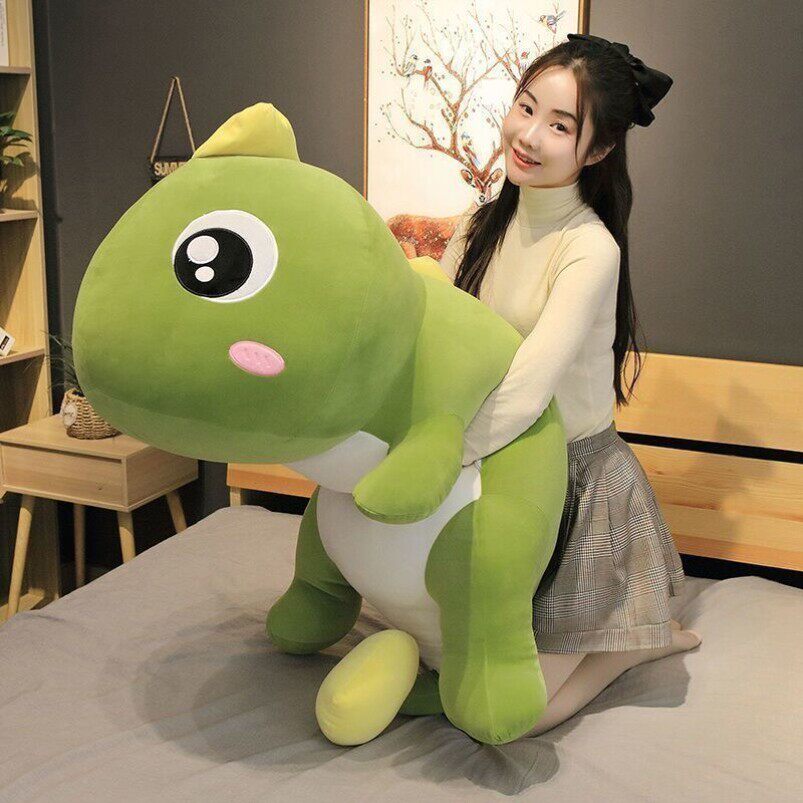 可爱大眼恐龙玩偶毛绒玩具床上夹腿睡觉长条抱枕女孩生日礼物公仔