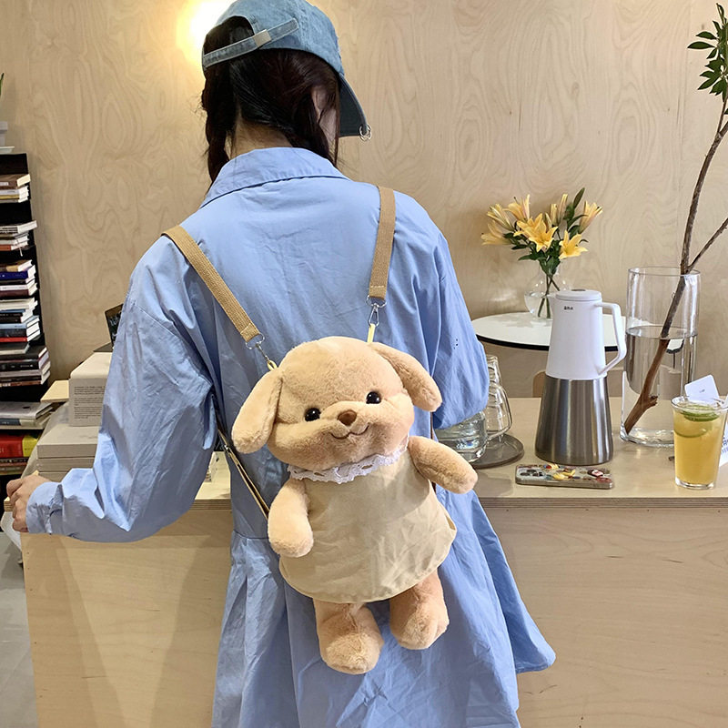 可爱小狗玩偶公仔狗狗单肩娃娃可爱卡通包包小鼻嘎毛绒斜挎双肩包