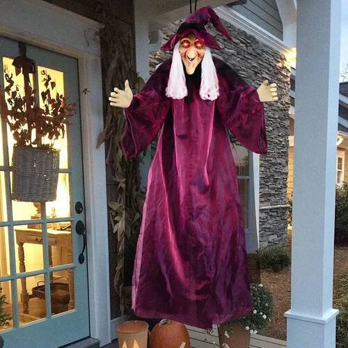 Halloween Life Size Talking Witch Purple Spooky Animatronic
