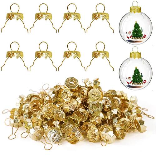 50/100pcs Round Christmas Ball Ornament Caps Gold Silver Rem