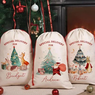 30x40cm personalized Christmas Bags for Kids Christmas Santa