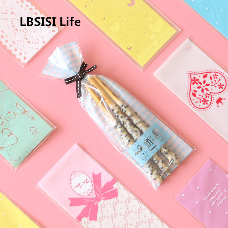 100pcs finger cookie cake bags love dot long plastic gift di