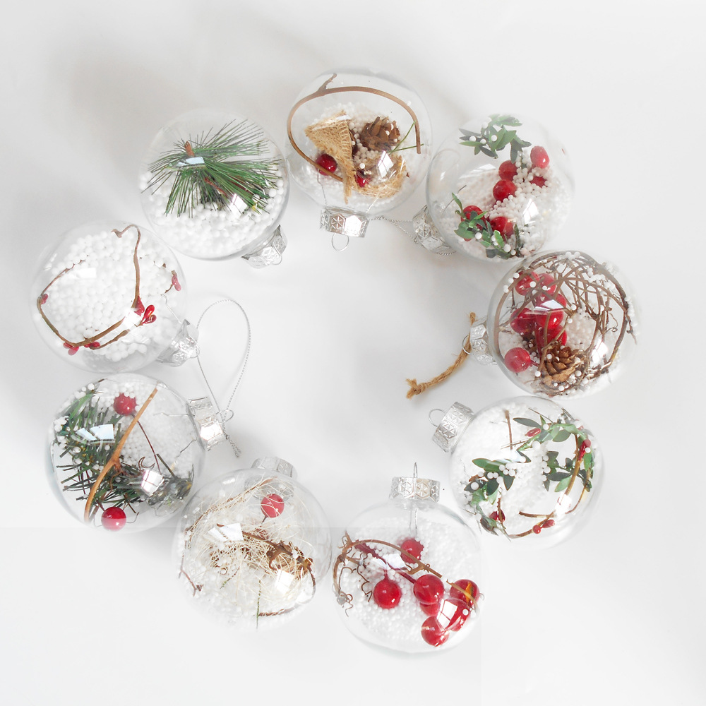 8cm Built-in Snow Transparent Christmas Ball Holiday Atmosph