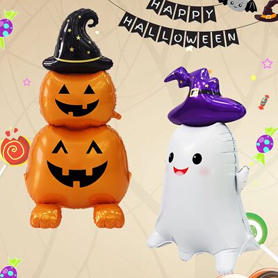 60 Inches Stand Halloween Theme Pumpkin Ghost Shape Foil Bal