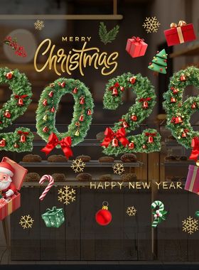 2026 Christmas Window Stickers 3D Santa Snowman Elk Snowflak