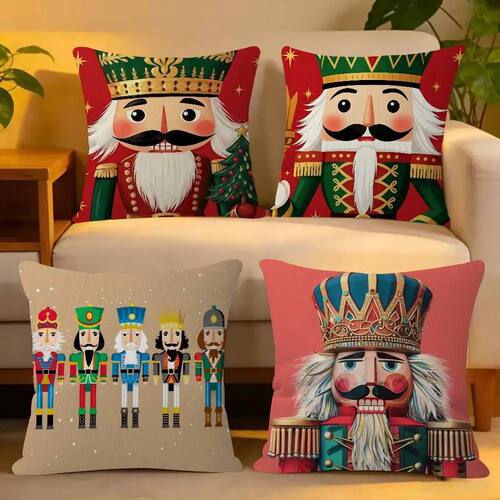 Christmas Nutcracker Pillow Cushion Cover Pillowcase Living