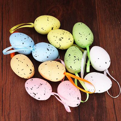 12pcs/Bag Easter Mini Egg Ornament Foam Eggs Easter Basket D