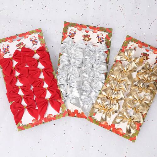 12pcs/lot Craft Bows DIY Christmas Tree Decorations Bows For