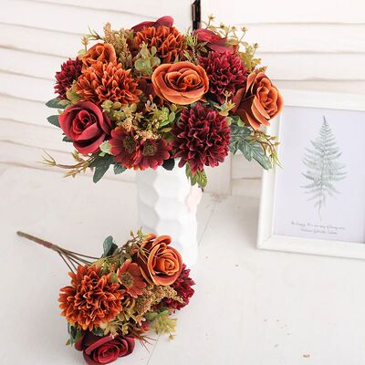 Autumn Silk Artificial Flowers Rose Wedding Home Decoration