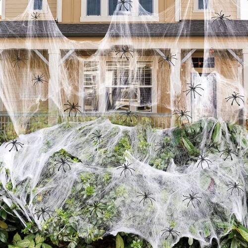 1400 sqft Halloween Spider Webs Decorations with 150 Extra F