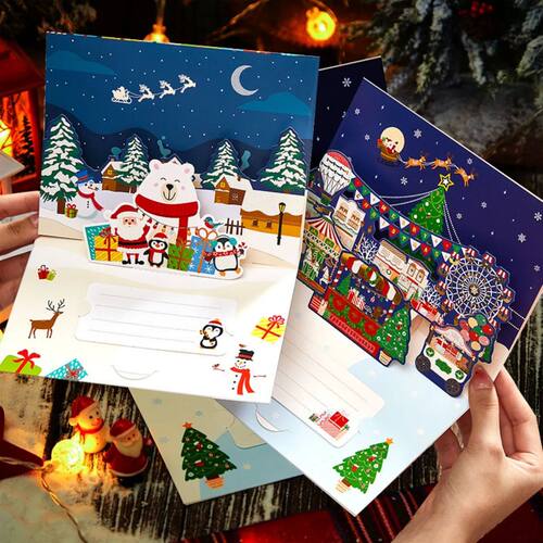 Creative 3D Christmas Blank Greeting Card Holiday Sense Of A