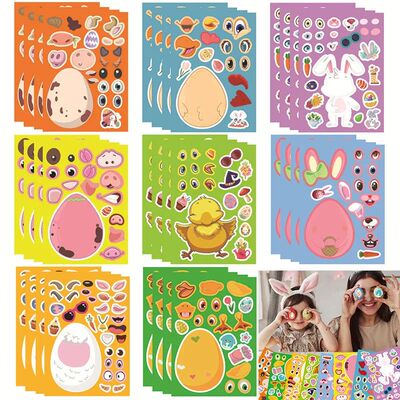 Make Your Easter Egg Stickers Cute Cartoon DIY Rabbit Chick