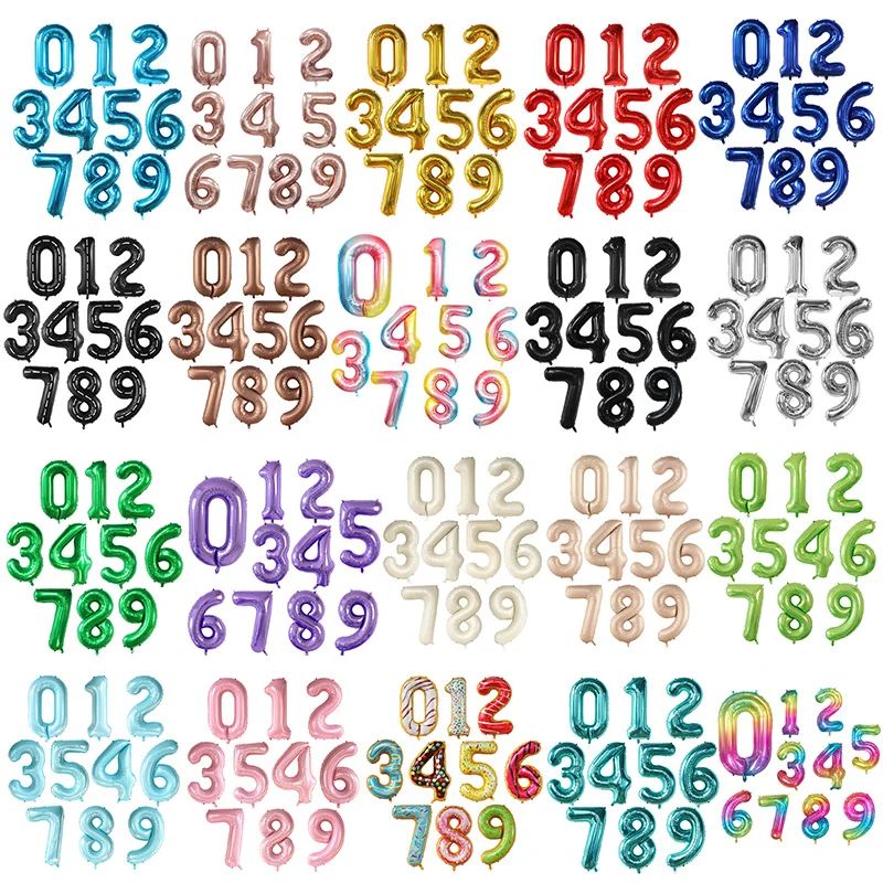 40Inch Foil Birthday Balloons 0-9 Helium Number Balloon Happ