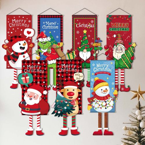 Christmas Cloth Hanging Flag Party Decorations Supplies Prop