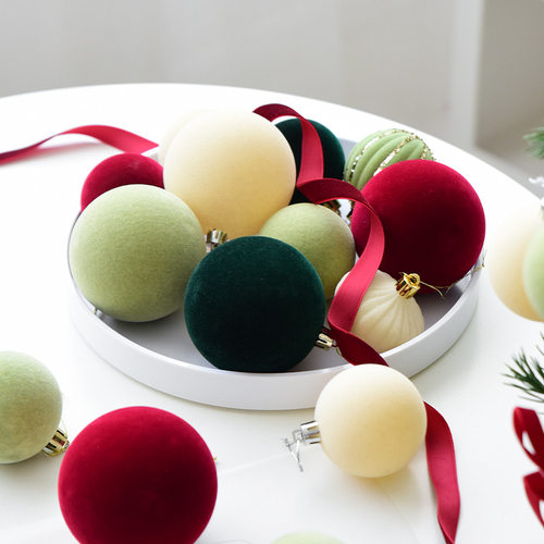 Christmas Decoration 6/8cm Flocking Christmas Ball Christmas