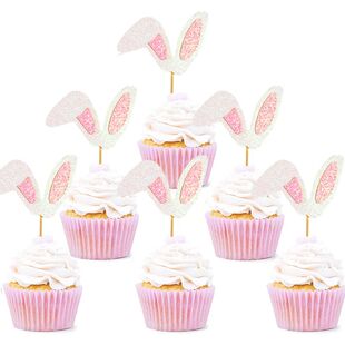 Cute Easter Bunny Ears Cupcake Toppers happy easter Rabbit c