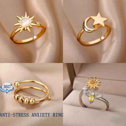 Anti Stress Anxiety Fidget Rings for Women Stainless Steel S
