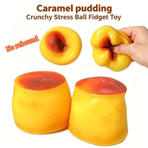 Caramel Pudding Crunchy Moldable Stress Ball Fidget Toy Cris
