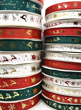 5yards 10mm 15mm 25mm Christmas Ribbon Printed Christmas Pol