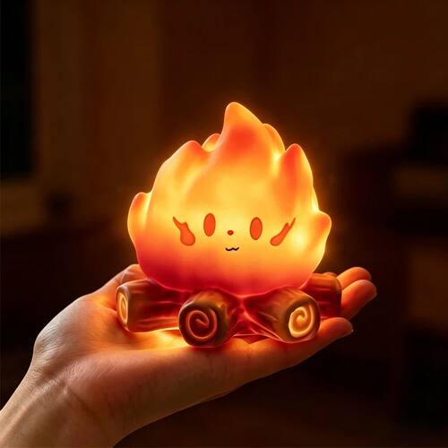 Mini Cute Cartoon Campfire Silicone Night Light, Creativity