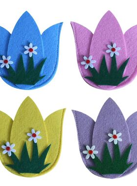 4PCS Gifts Non-woven Fabric Easter Egg Cutlery Bag Floral Or