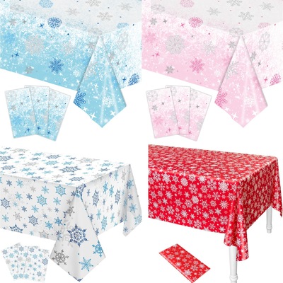 Red Blue Snowflake Christmas Party Tablecloth Children Chris