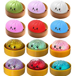12 pcs Realistic Giant Dumpling Squeeze Toy With Bamboo Stea