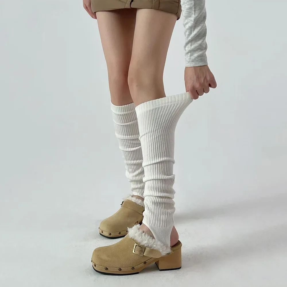 Women's Cashmere Leg Warmers Open Toe Slimming Long Boot Soc