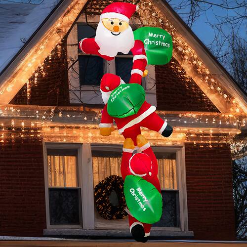 Christmas Climbing Santa Claus Inflatable with LED Lights Ch