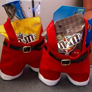 2/6pcs Santa Claus Pants Gift Bags with Golden Buckle Closur