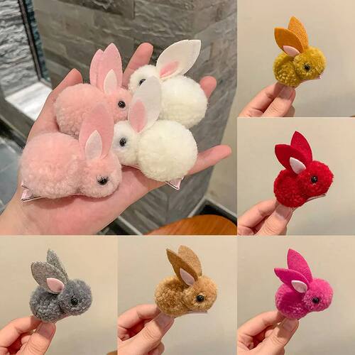 1PC Bunny Hair Clip Cute Plush Side Hair Clip Sweet Rabbit N