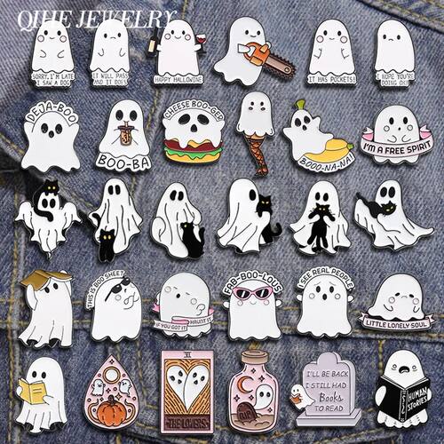 Halloween Punk Ghost Collected Enamel Pin Spooky Boo With Bl