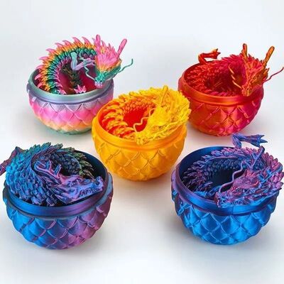 3D Printed 30cm Dragon Egg with Articulated Dragon Model Hom
