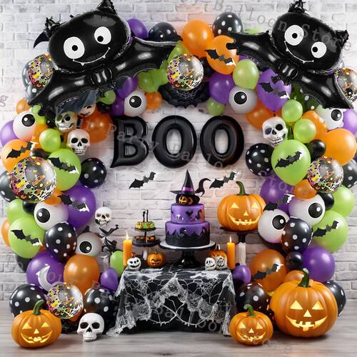 Halloween Bat Balloon Garland Arch Kit Black Orange Ballon 3