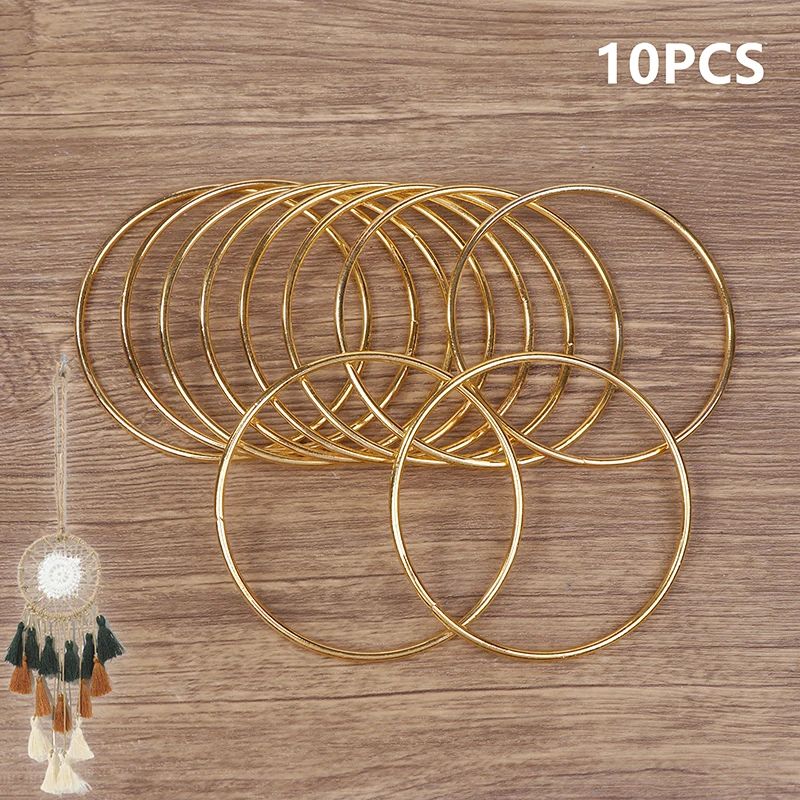 10 Pcs 3 Inch/8cm Gold Dream Catcher Metal Hanging Rings Hoo