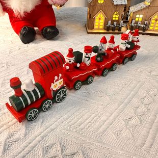 Christmas Decorations Wooden Four-section Train Diy Assembly