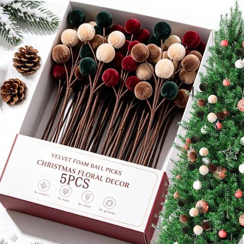 Christmas Tree Foam Ball Ornaments Velvet Foam Ball Xmas Tre