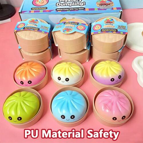 Premium PU Squishies Dumpling Bun Toy, Slow Rising Dumpling