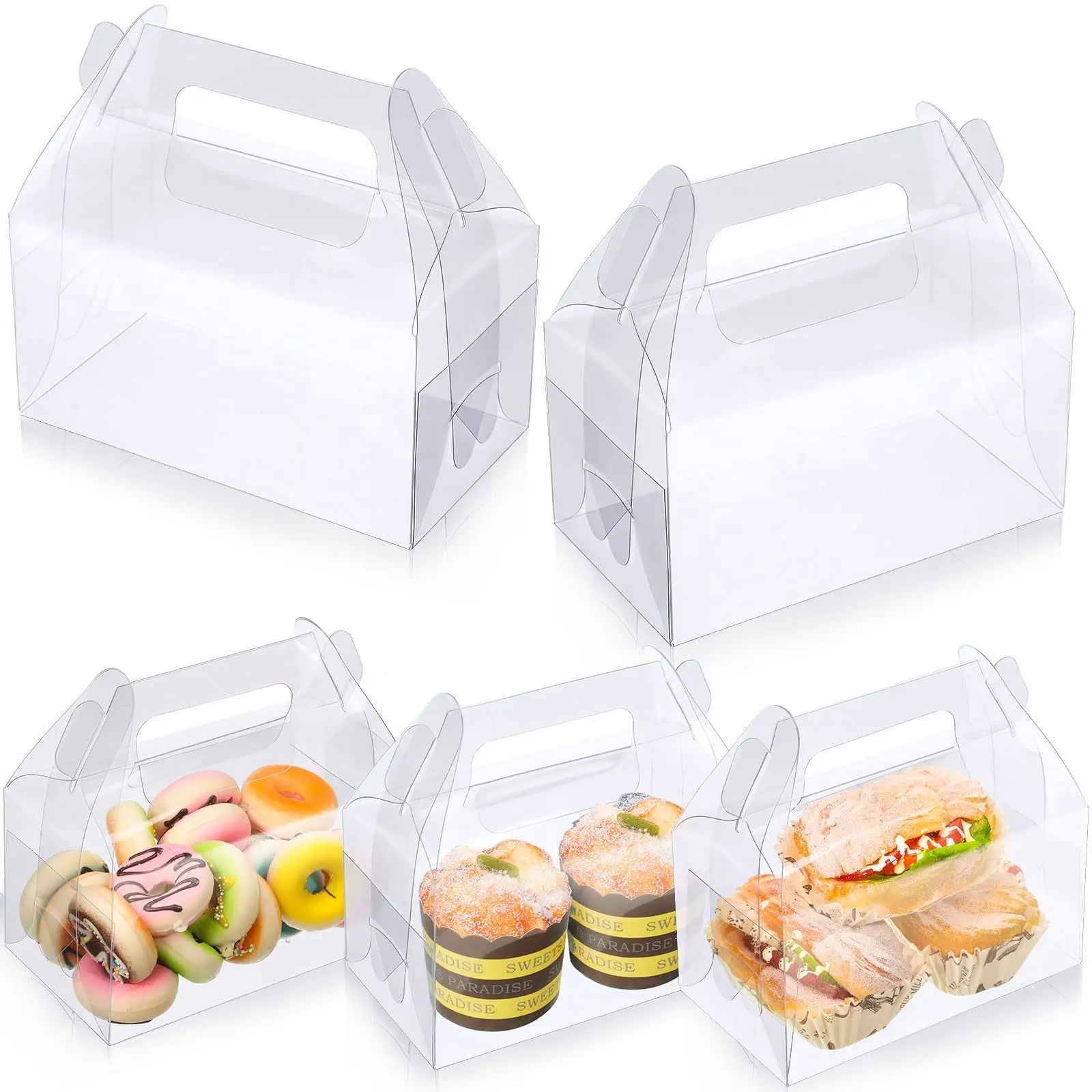 10pcs Transparent Gable Bakery Gift Boxes Candy Gift Boxes P
